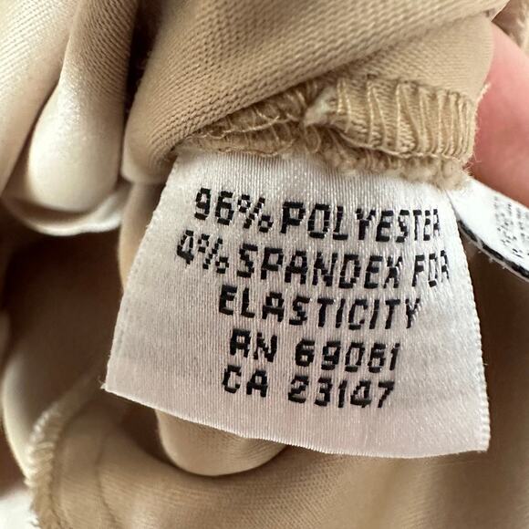 Talbots Stetch Faux Suede Shirt Womens LARGE Button Up Classic Fall Career Tan - Picture 10 of 12